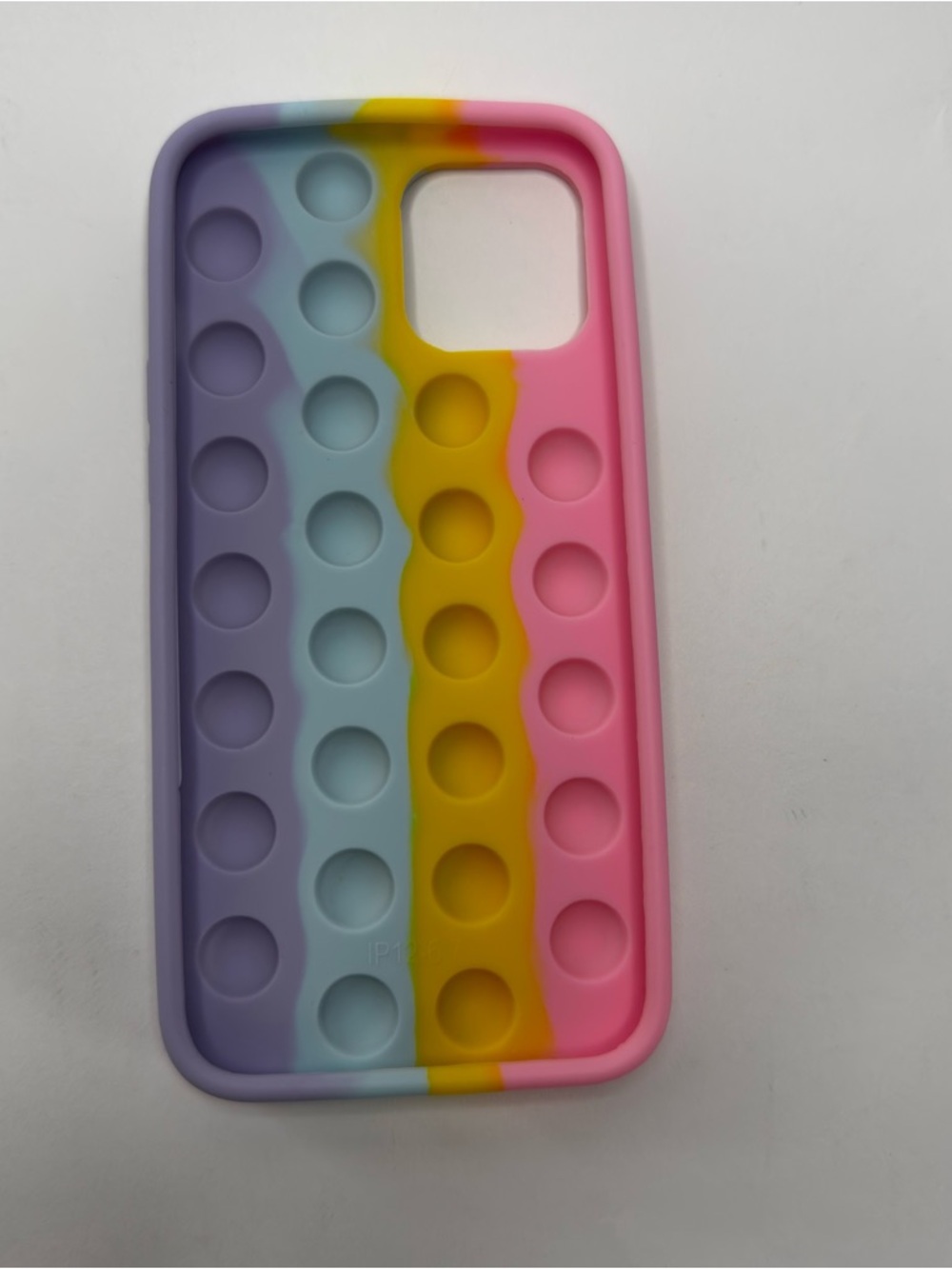 Rainbow Pop-It Silicone Phone Case - Pink, Yellow, Blue, Purple 12 pro max